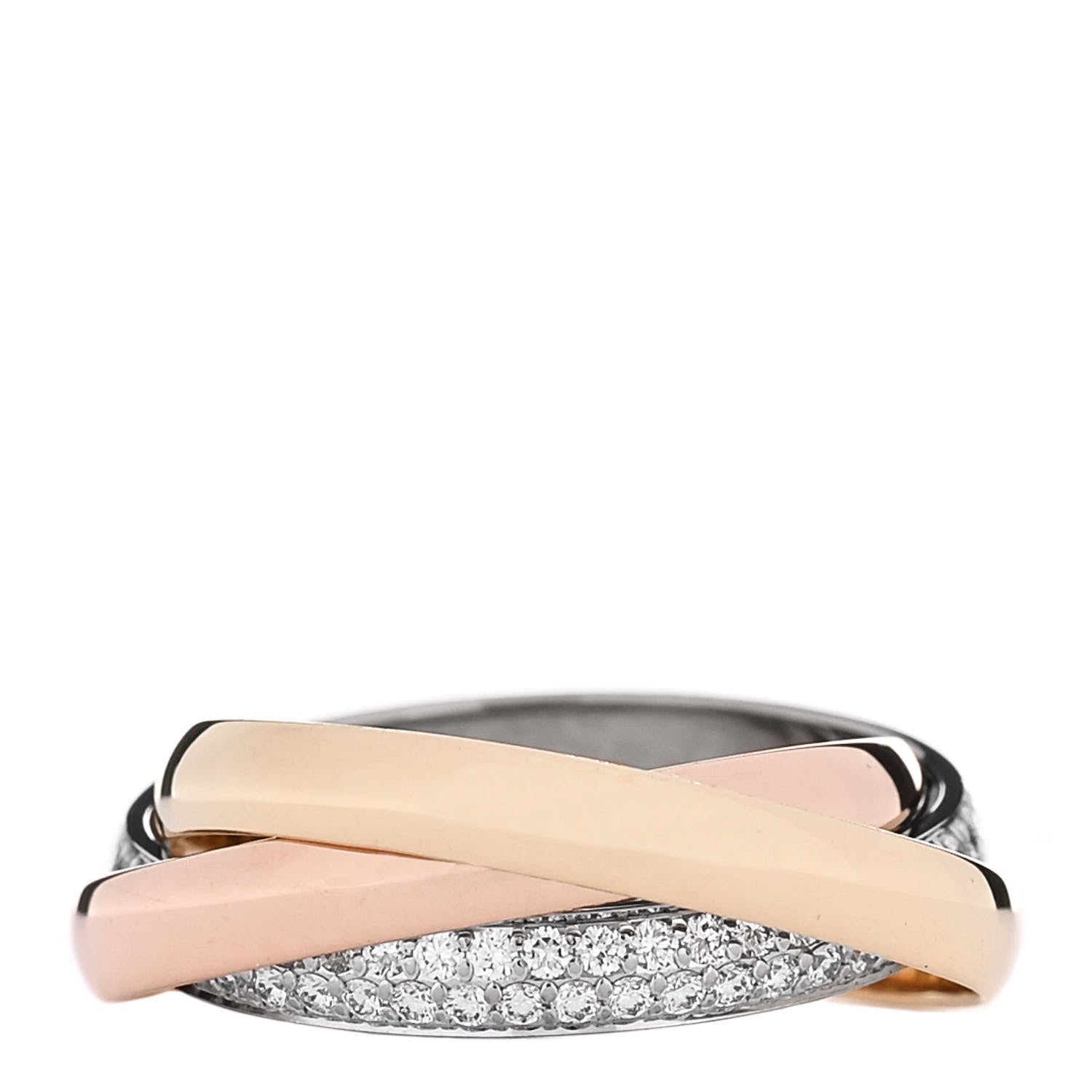 Cartier 18K White Yellow Pink Gold Diamond Small Trinity Paved Ring 50 5.5 3 of 4
