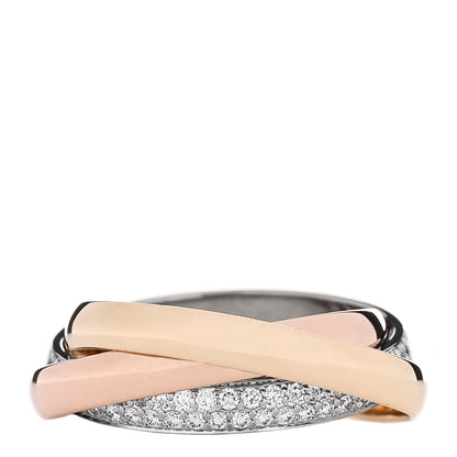 Cartier 18K White Yellow Pink Gold Diamond Small Trinity Paved Ring 50 5.5 3 of 4