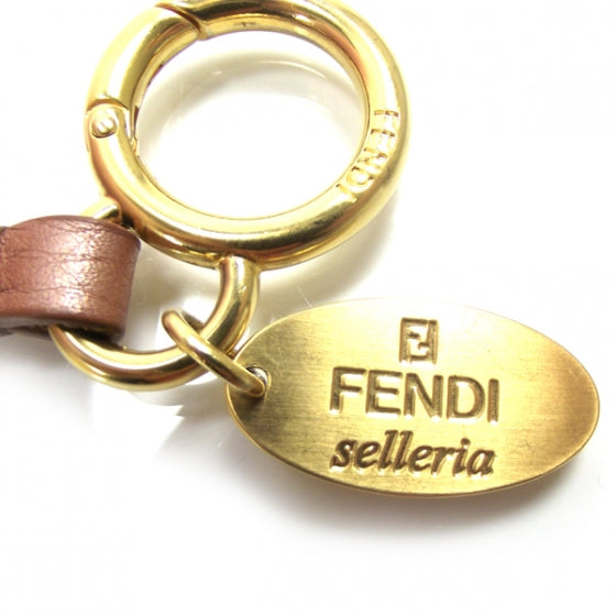 Fendi Fox Fur Calfskin Romano Selleria Pom Pom Bag Charm Pink 3 of 4
