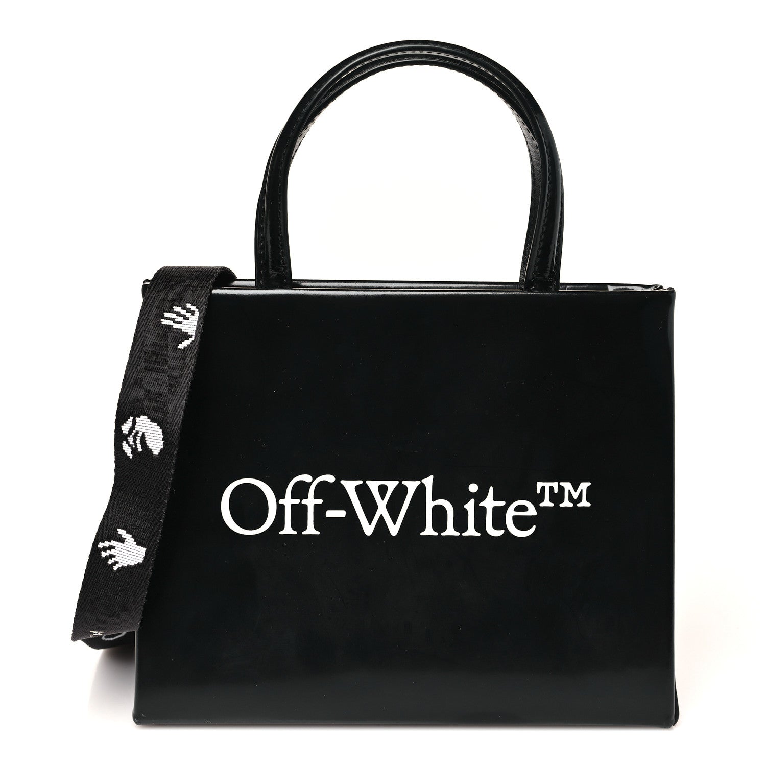 Off-White Patent Calfskin Logo Box Bag Black 1 of 10