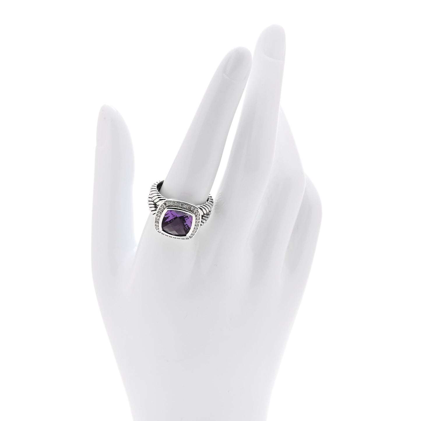 Sterling Silver Diamond Amethyst 11mm Albion Ring 59 8.75