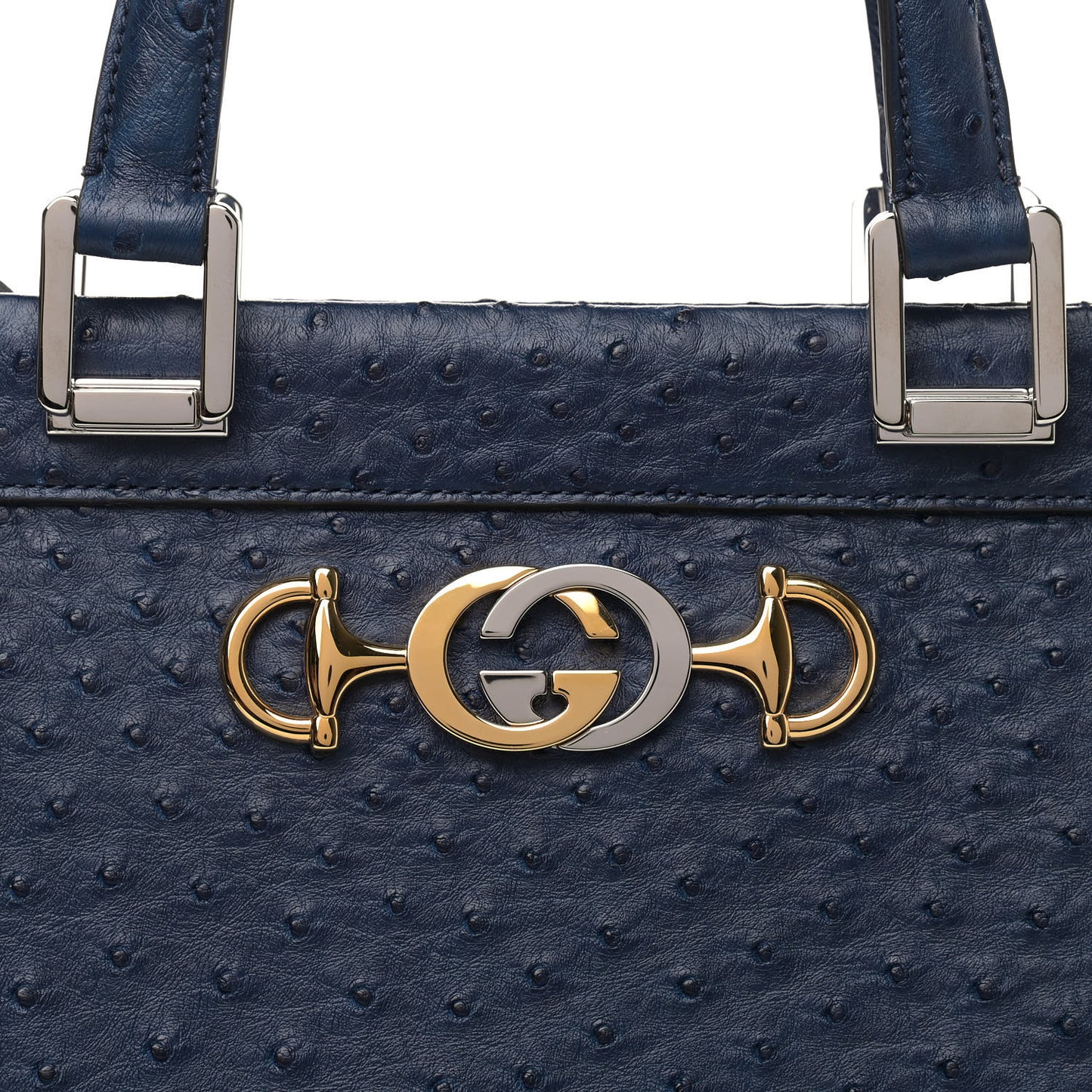 Ostrich Medium Zumi Top Handle Bag Blue