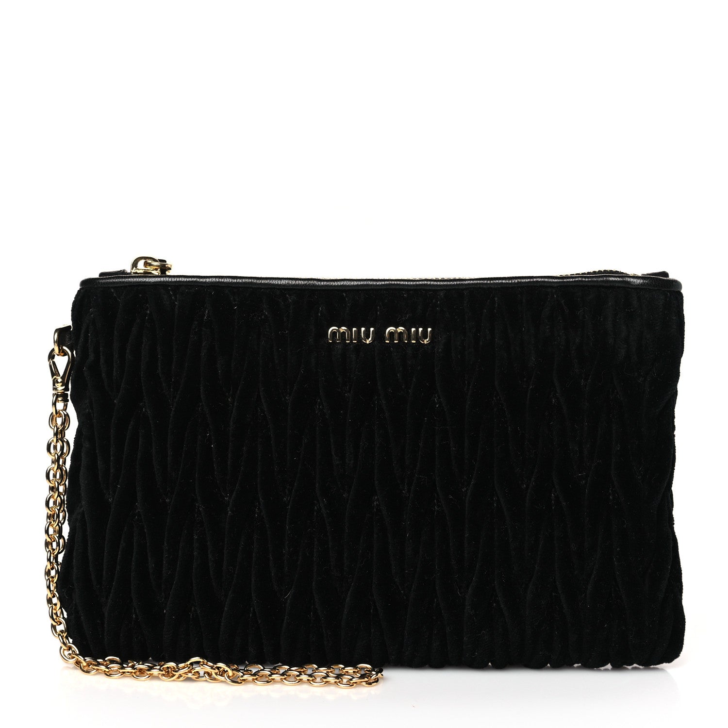 Miu Miu Velvet Matelasse Wristlet Black 1 of 9