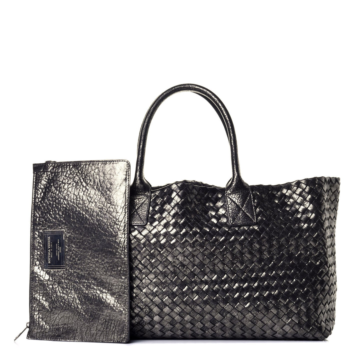 Metallic Nappa Intrecciato Medium Moon Cabat