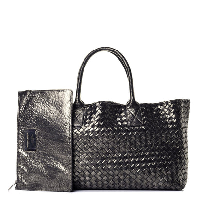 Bottega Veneta Metallic Nappa Intrecciato Medium Moon Cabat 1 of 8