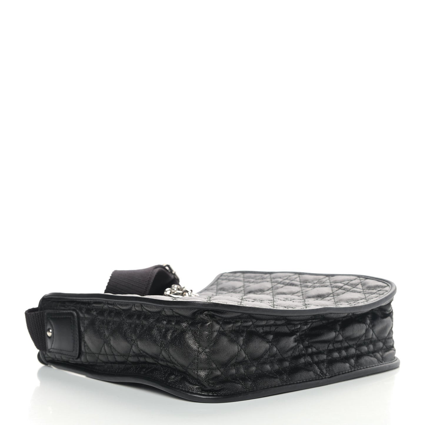 Coated Canvas Cannage Crossbody Bag Black