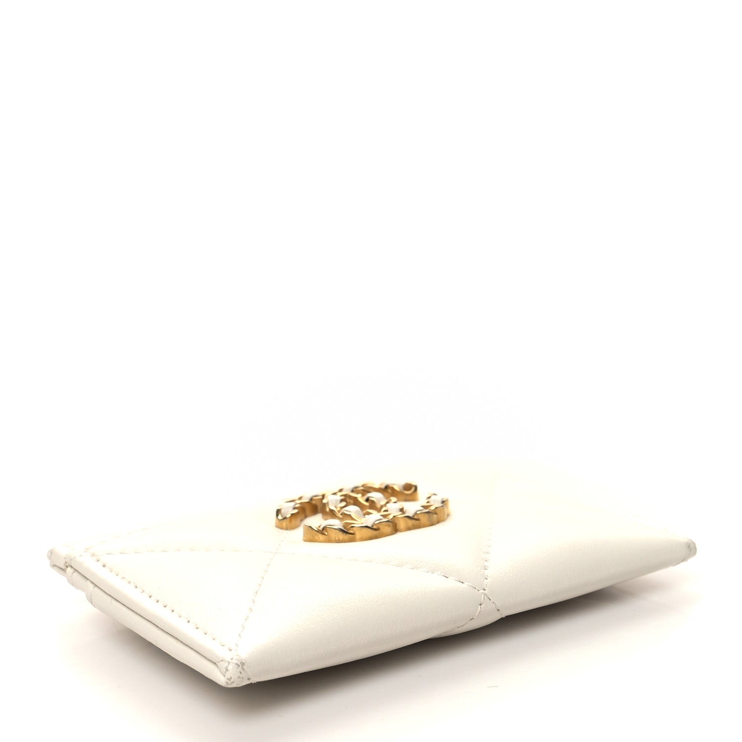 Chanel Lambskin Quilted Chanel 19 Card Holder White 4 of 9