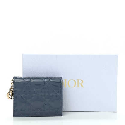 Christian Dior Patent Cannage Mini Lady Dior Wallet Gray Stone 9 of 9