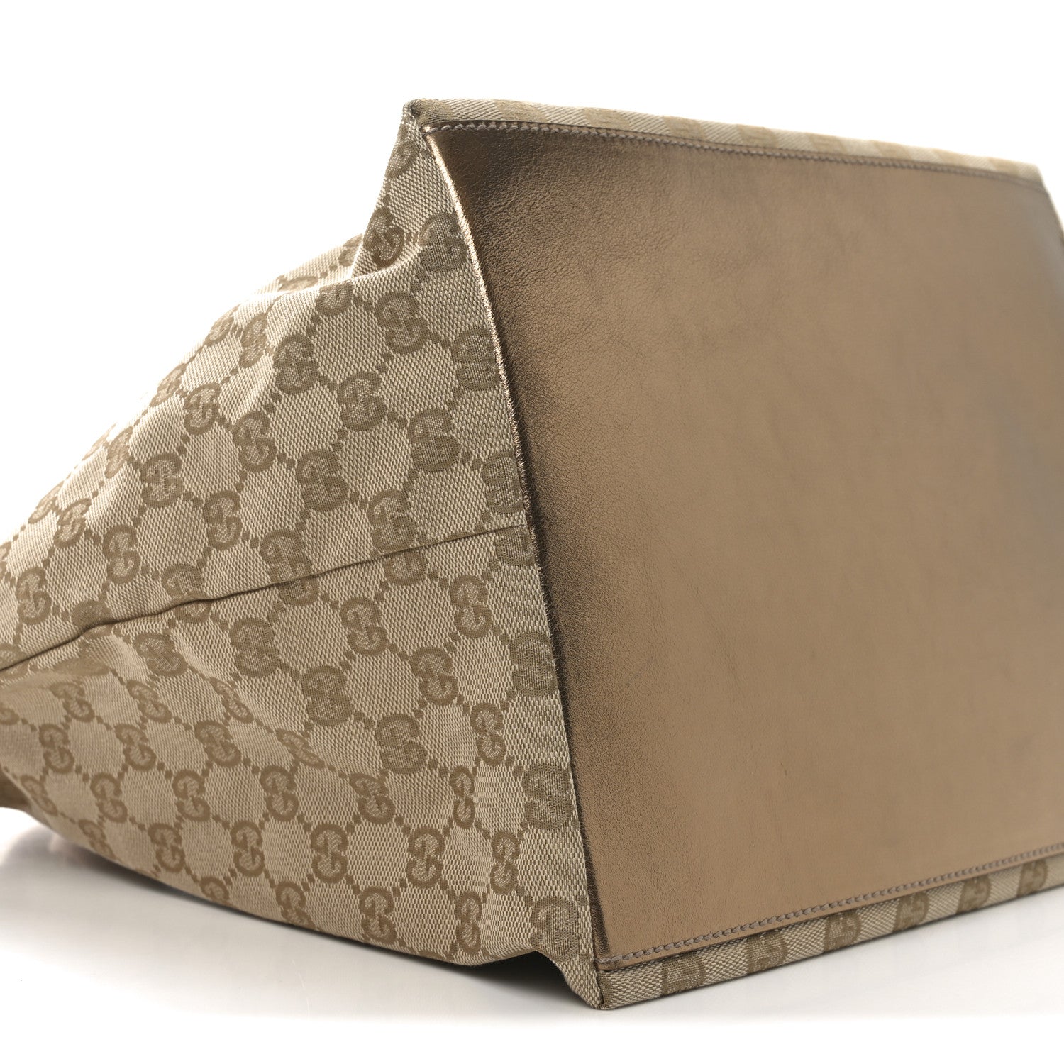 Gucci GG Monogram Large Web Handle Bucket Tote Gold 9 of 10