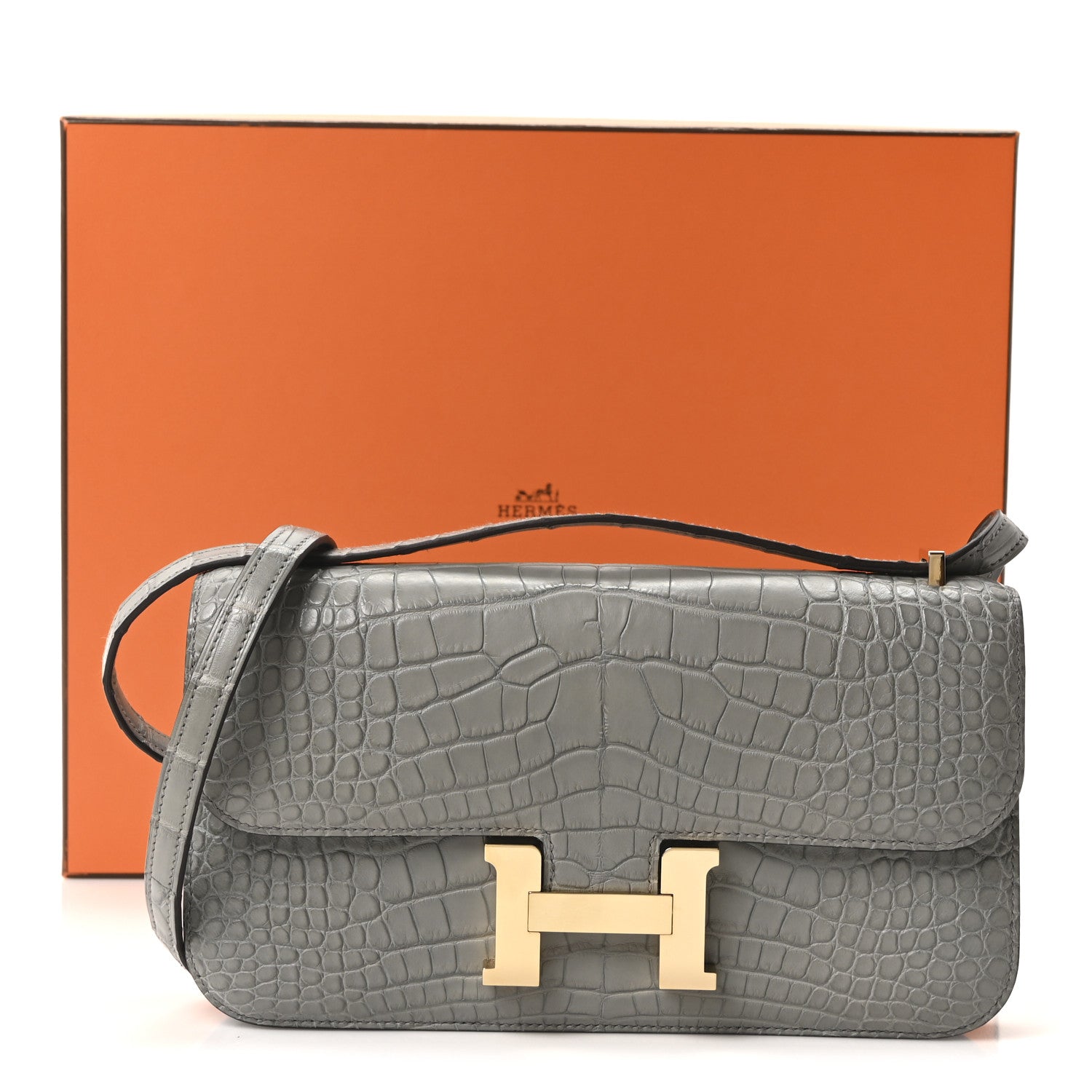 Hermes Matte Alligator Constance 1-Elan Gris Cement 1830516