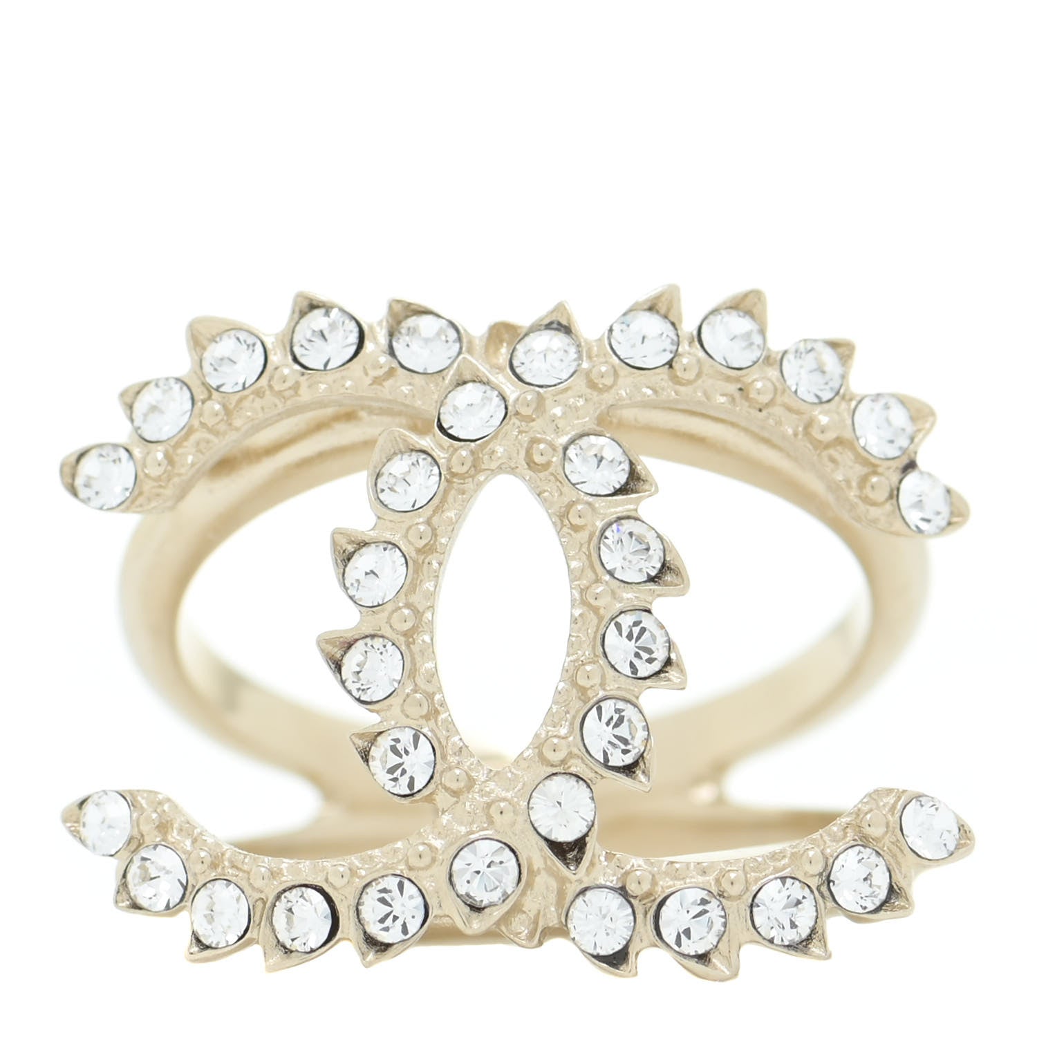 Chanel Crystal CC Ring 4.5 Gold 1 of 5