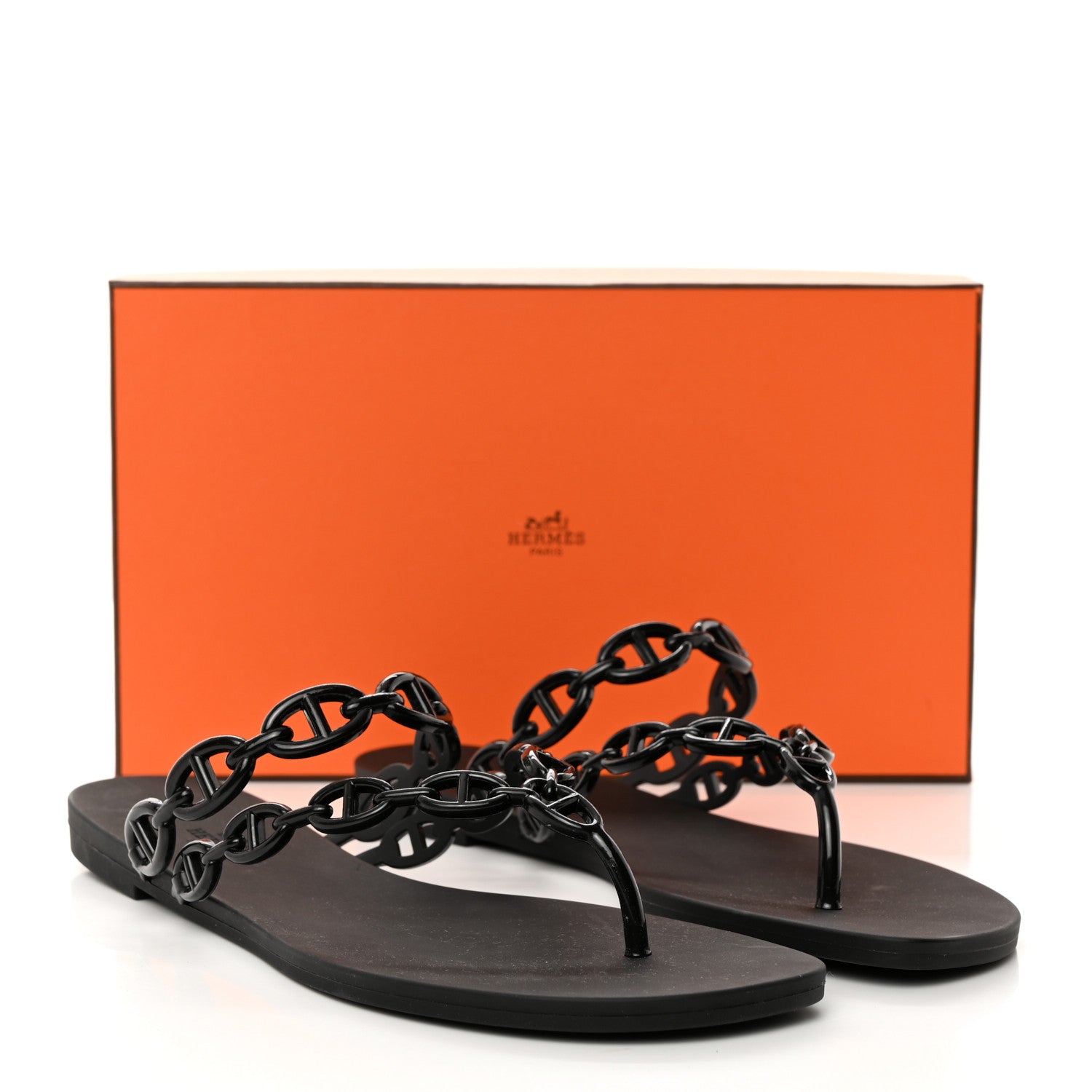 Hermes Rubber Chaine d'Ancre Island Sandals 40 Black 8 of 8