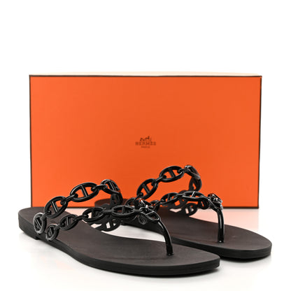 Hermes Rubber Chaine d'Ancre Island Sandals 40 Black 8 of 8