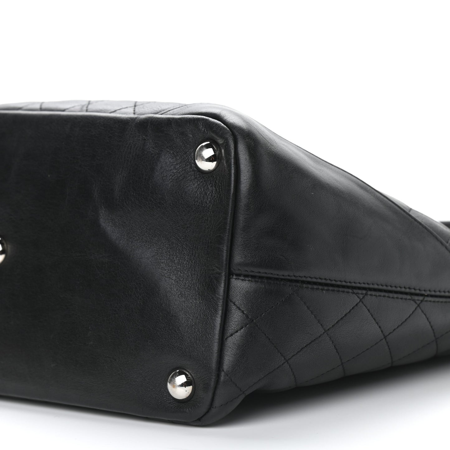 Calfskin Quilted Large Cambon Tote Black