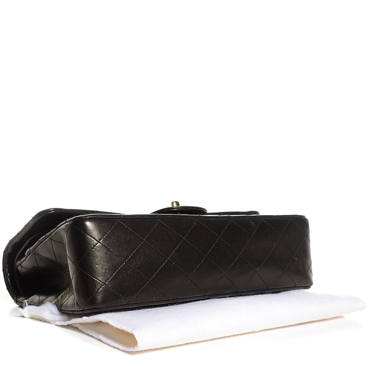 Lambskin Quilted Medium Double Flap Black