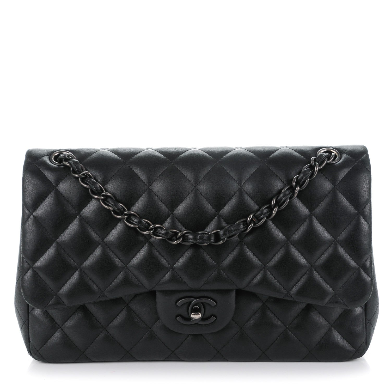 Chanel Lambskin Quilted Jumbo Double Flap So Black 1 of 12