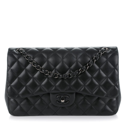 Chanel Lambskin Quilted Jumbo Double Flap So Black 1 of 12