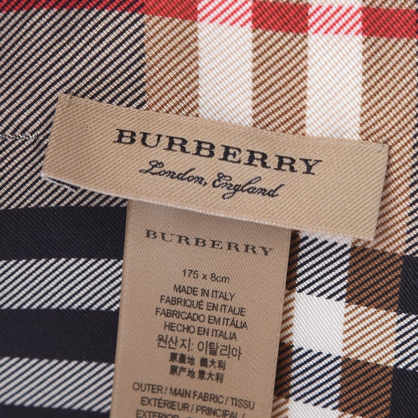 Silk Castleford Check Skinny Scarf Camel
