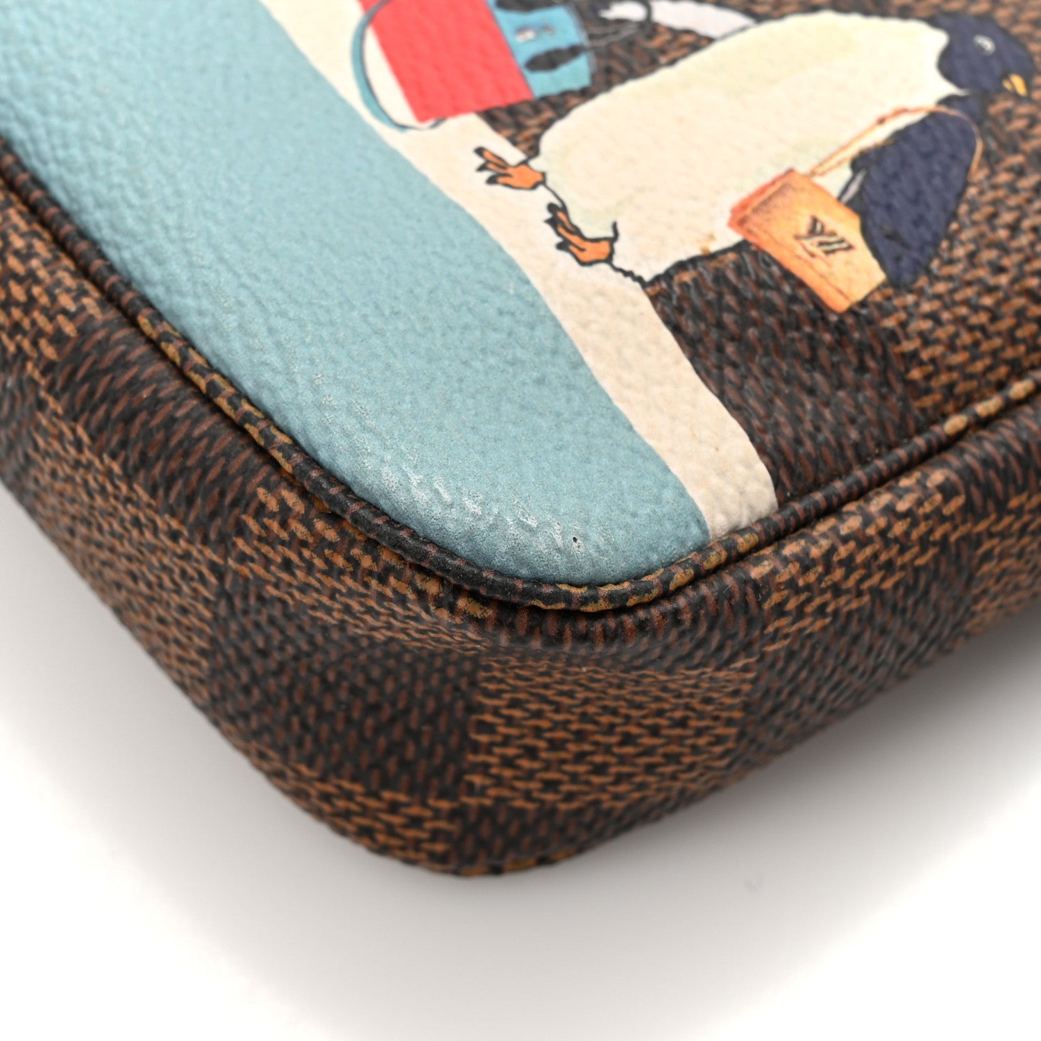 Louis Vuitton Damier Ebene 2017 Christmas Animation Penguins Mini Pochette Accessories Blue 13 of 14