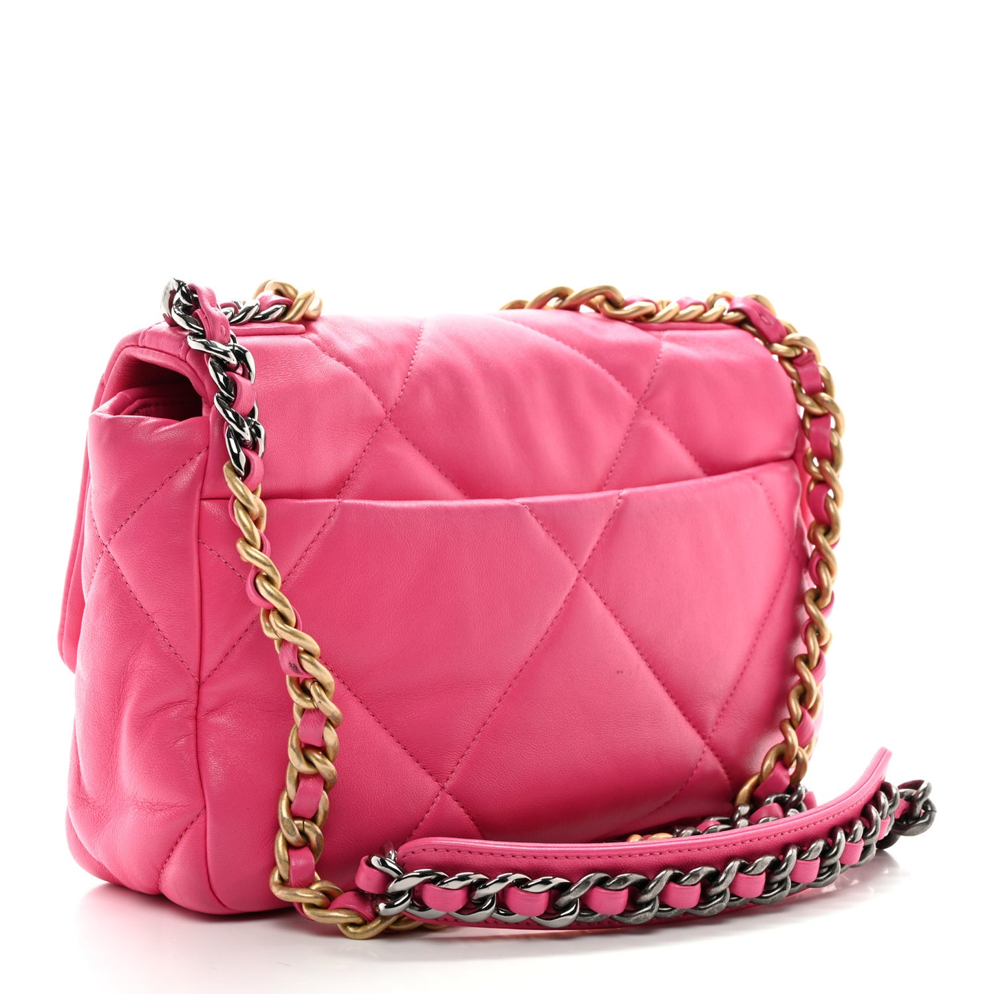 Lambskin Quilted Medium Chanel 19 Flap Dark Pink