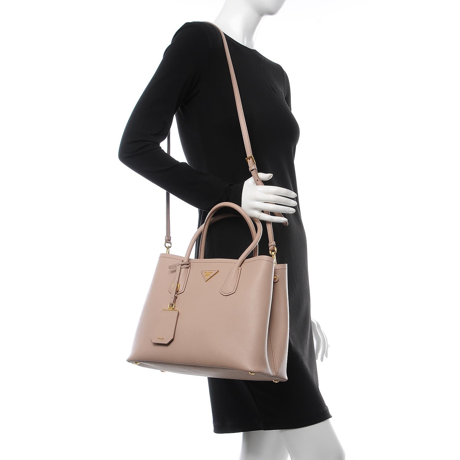 Prada Saffiano Cuir Medium Double Bag Cammeo Rosa 2 of 8