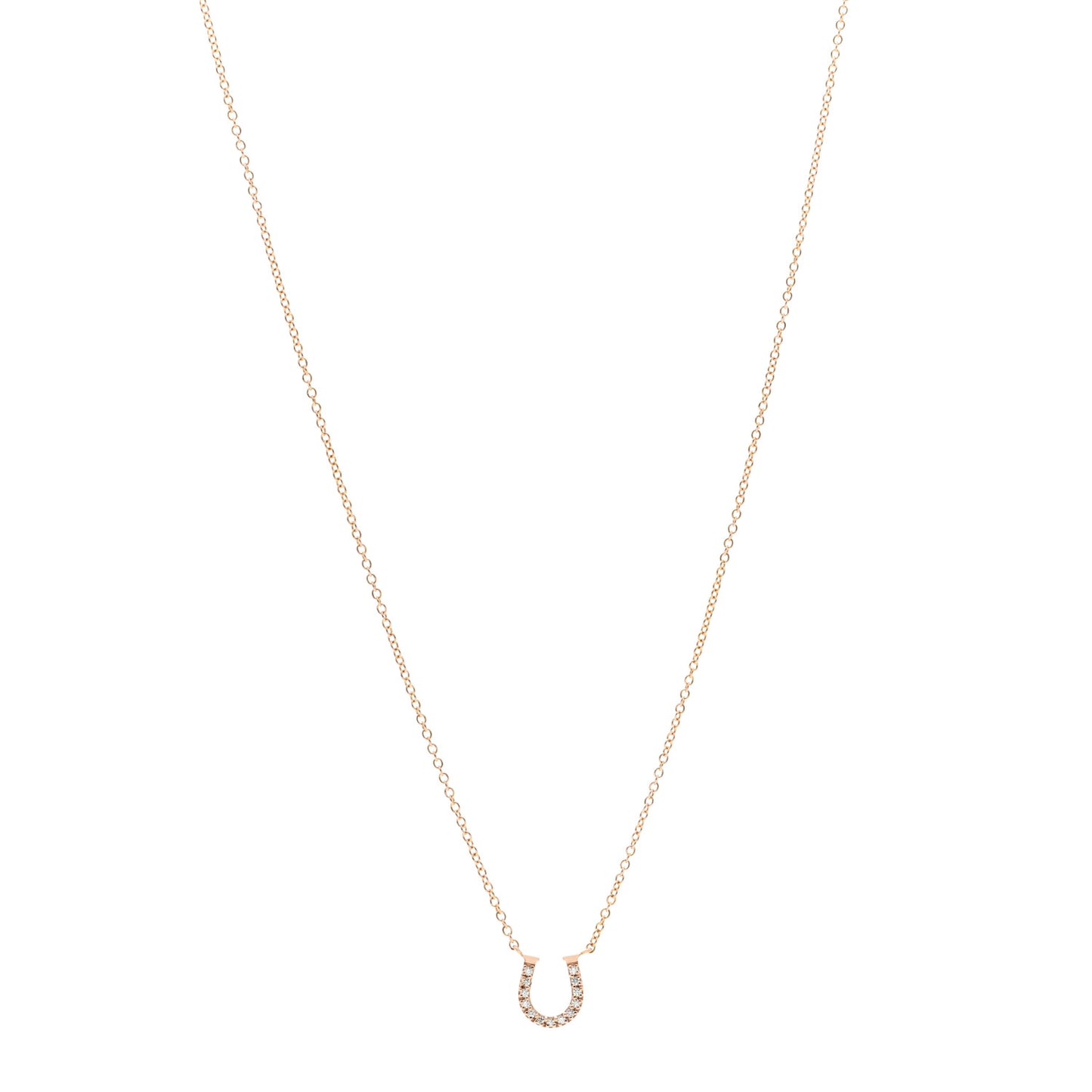 18K Rose Gold Diamond Mini Metro Horseshoe Pendant Necklace