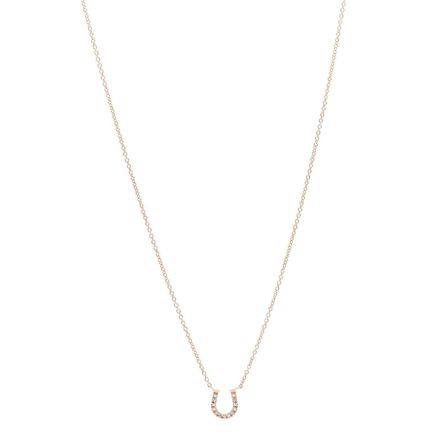 Tiffany 18K Rose Gold Diamond Mini Metro Horseshoe Pendant Necklace 1 of 5