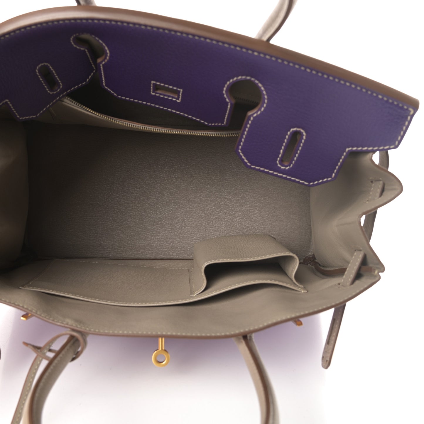 Chevre Mysore Horseshoe Birkin 30 Parme Violet Gris Tourterelle