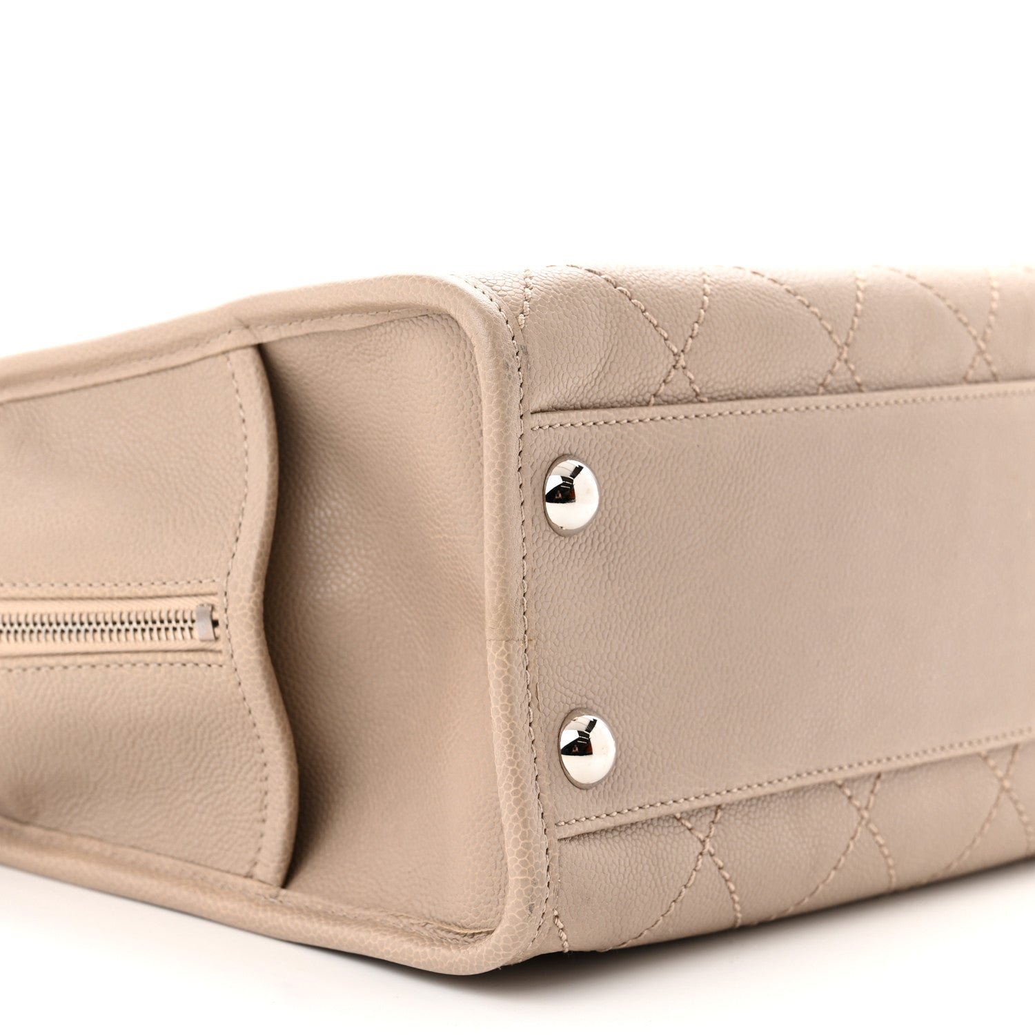 Chanel Caviar Quilted Deauville Bowling Bag Beige 9 of 12