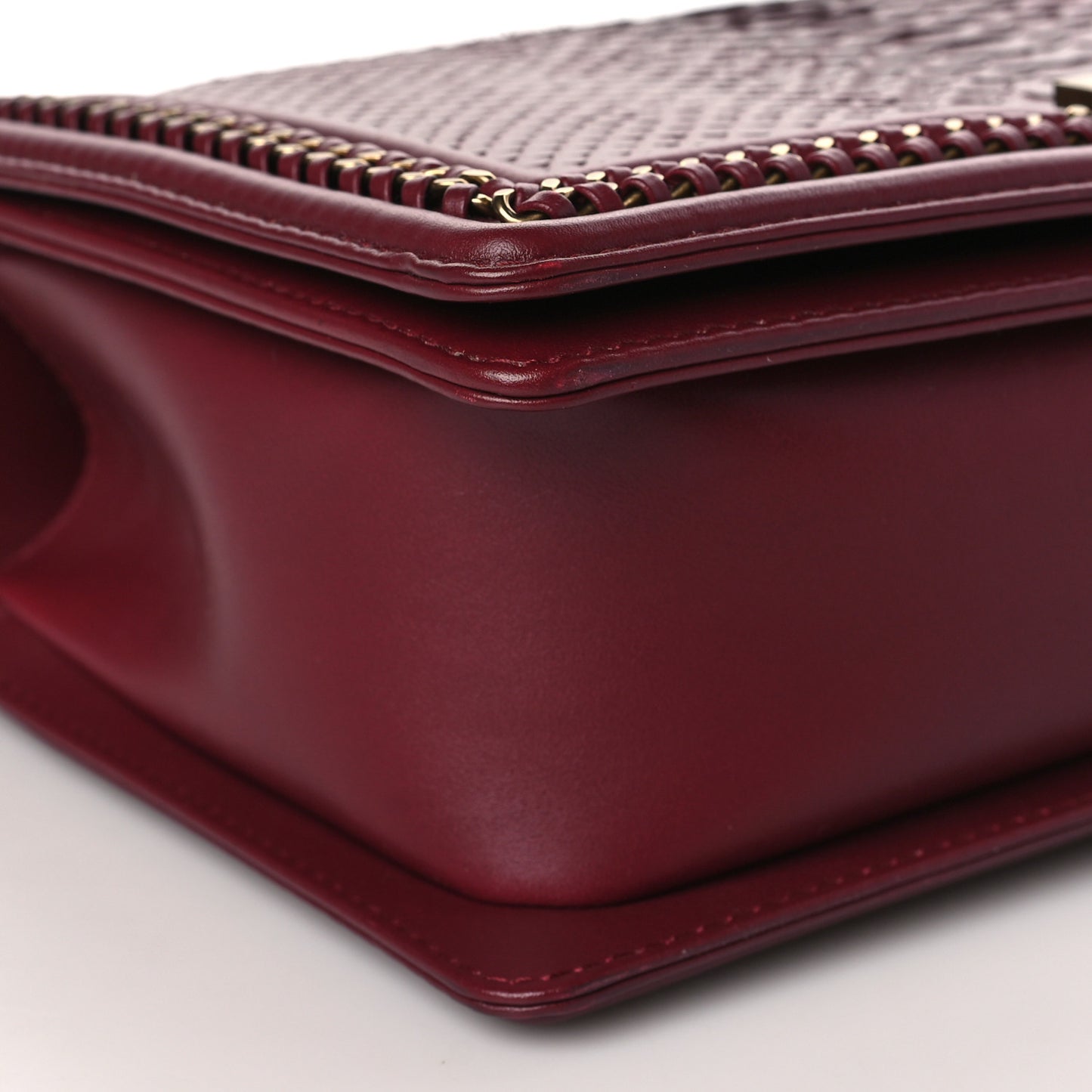 Snakeskin New Medium Boy Top Handle Flap Dark Red
