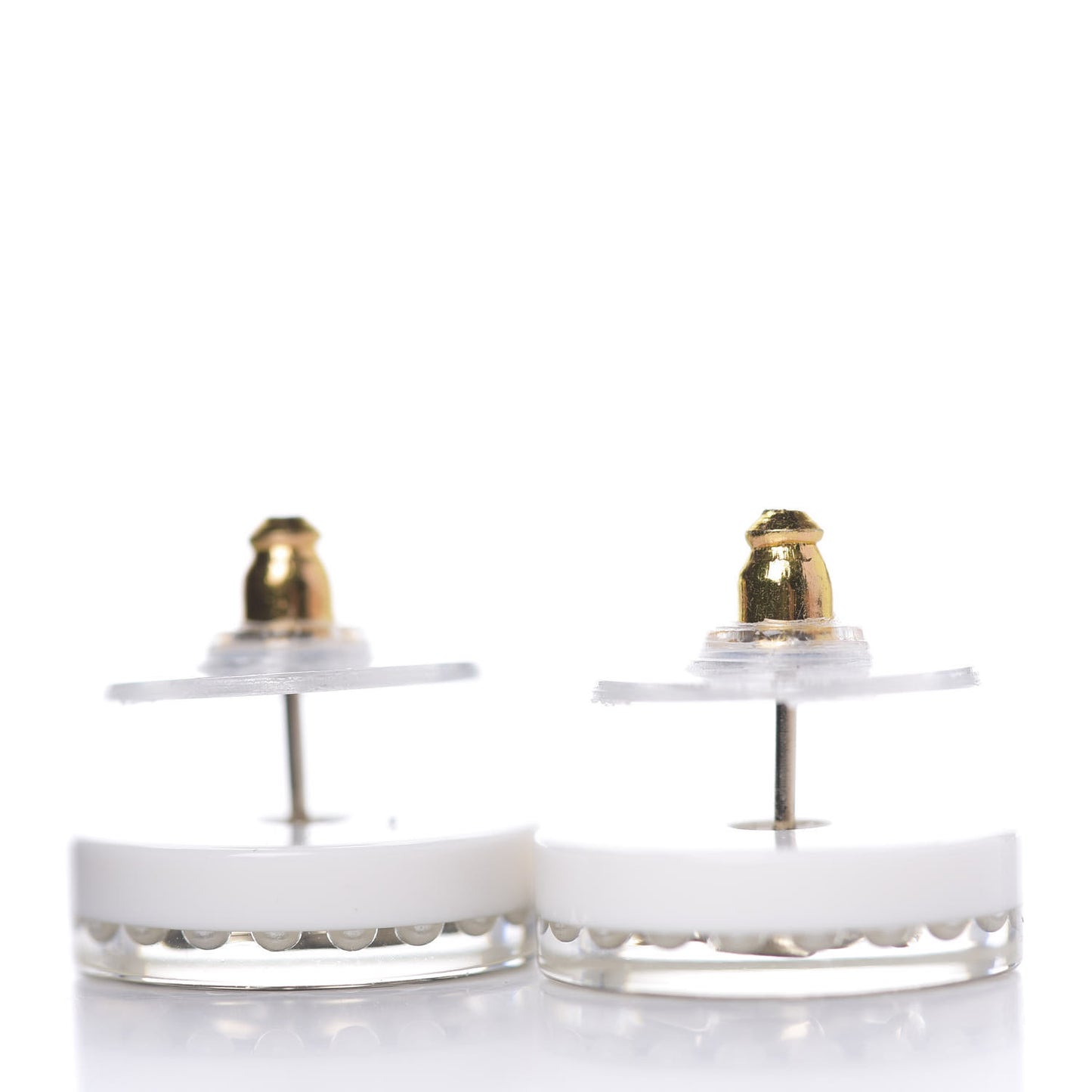 Resin Pearl CC Earrings White Black
