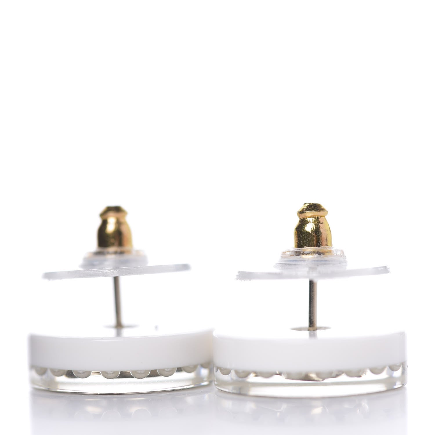 Chanel Resin Pearl CC Earrings White Black 2 of 3