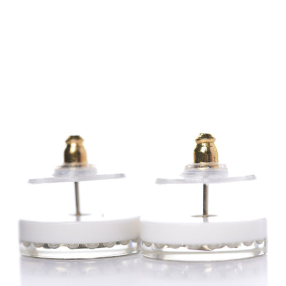 Chanel Resin Pearl CC Earrings White Black 2 of 3