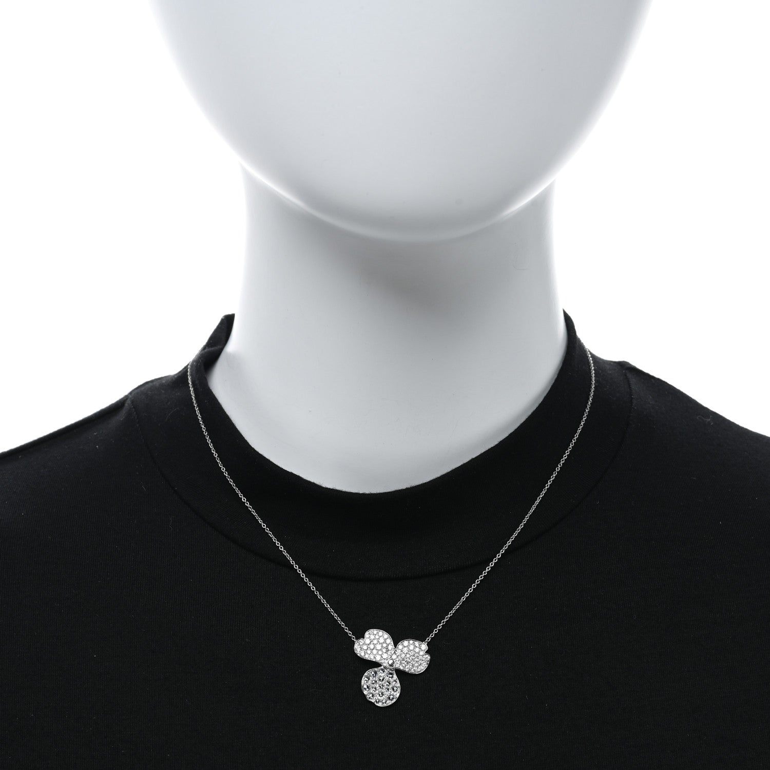 Tiffany Platinum Diamond Large Paper Flowers Pave Pendant Necklace 2 of 5