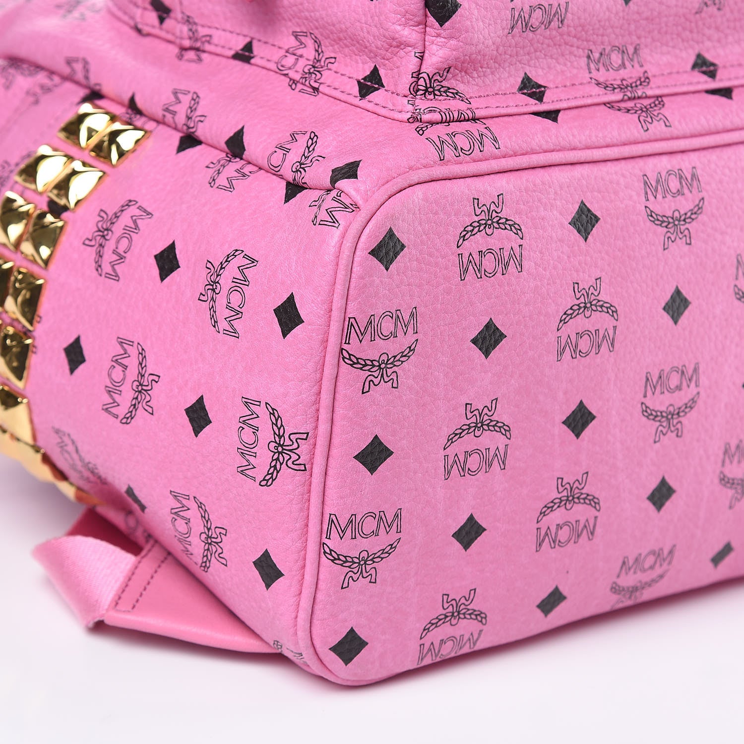 MCM Visetos Medium Side Studs Stark Backpack Pink 7 of 10