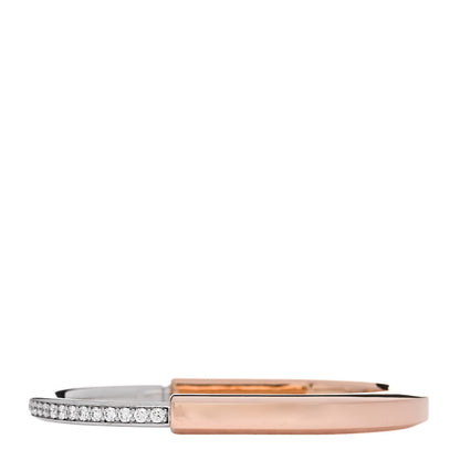Tiffany 18K Rose White Gold Diamond Tiffany Lock Half Pave Bangle Bracelet 2 of 4