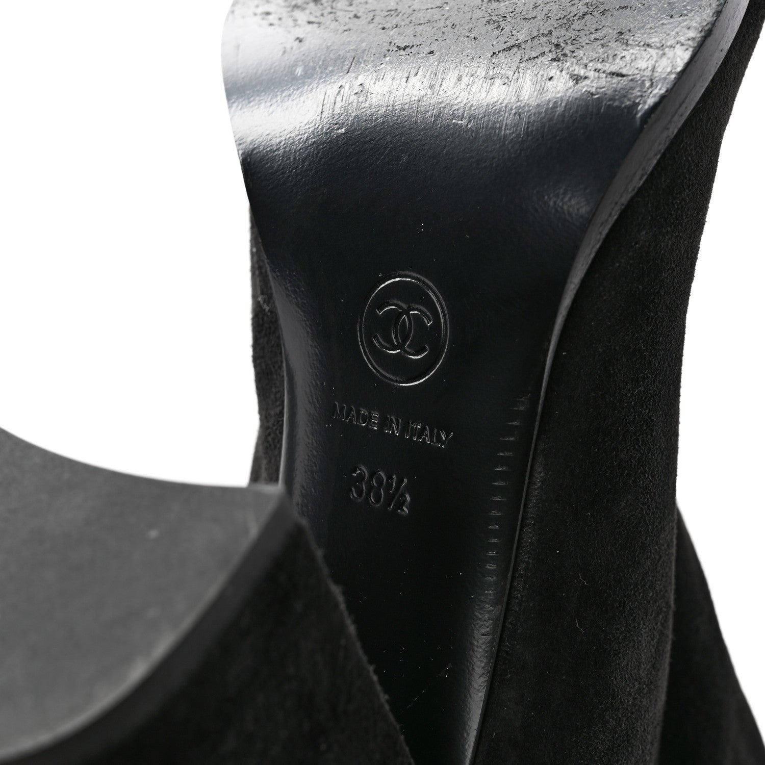 Chanel Suede Calfskin Grosgrain Cap Toe High Boots 38.5 Black 7 of 9