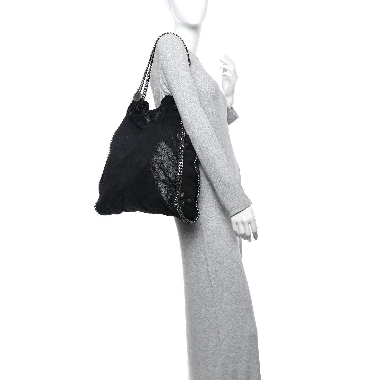 Stella McCartney Metallic Shaggy Deer Falabella Fold Over Tote  Black 2 of 11