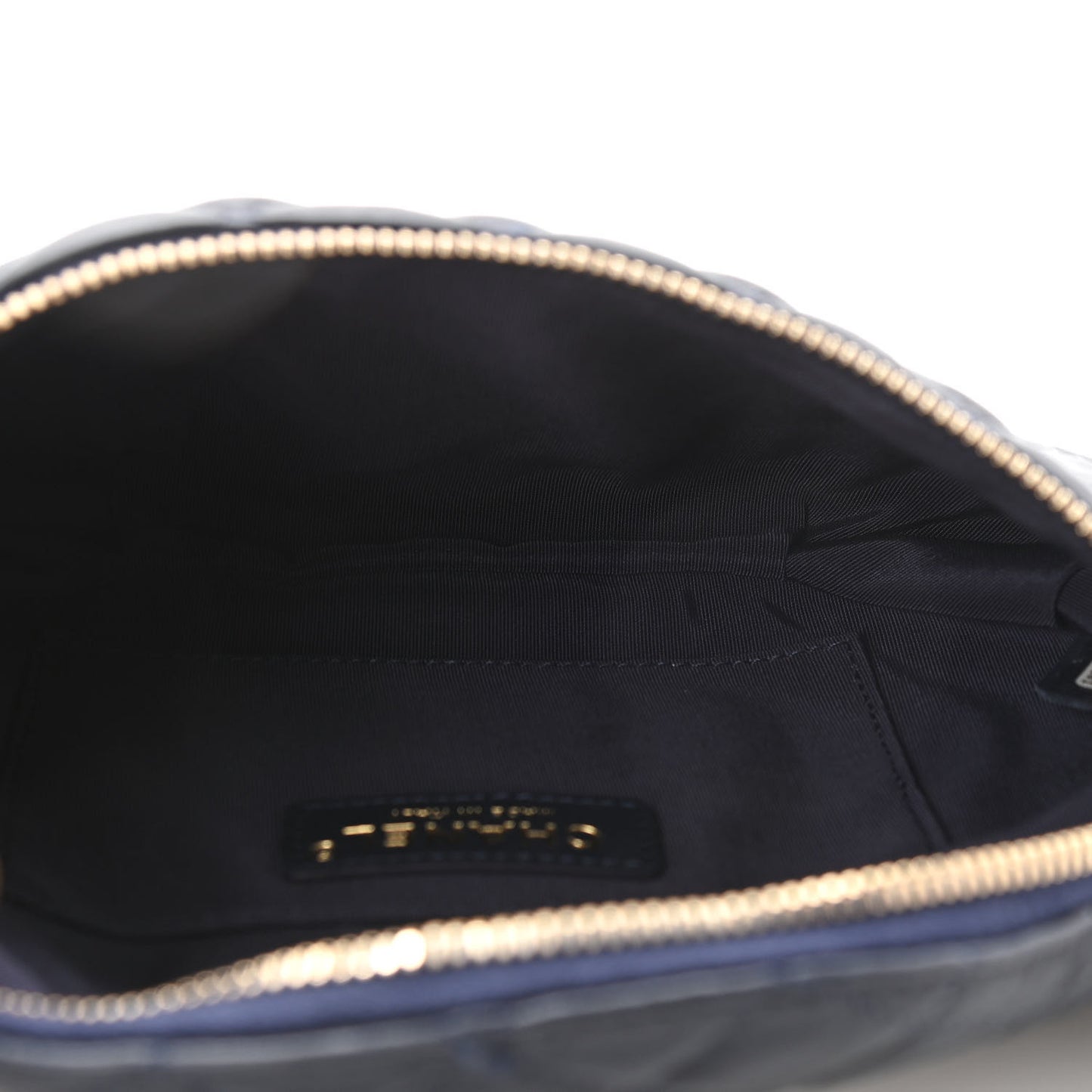 Calfskin Quilted Banane Waist Bag Fanny Pack Navy Blue