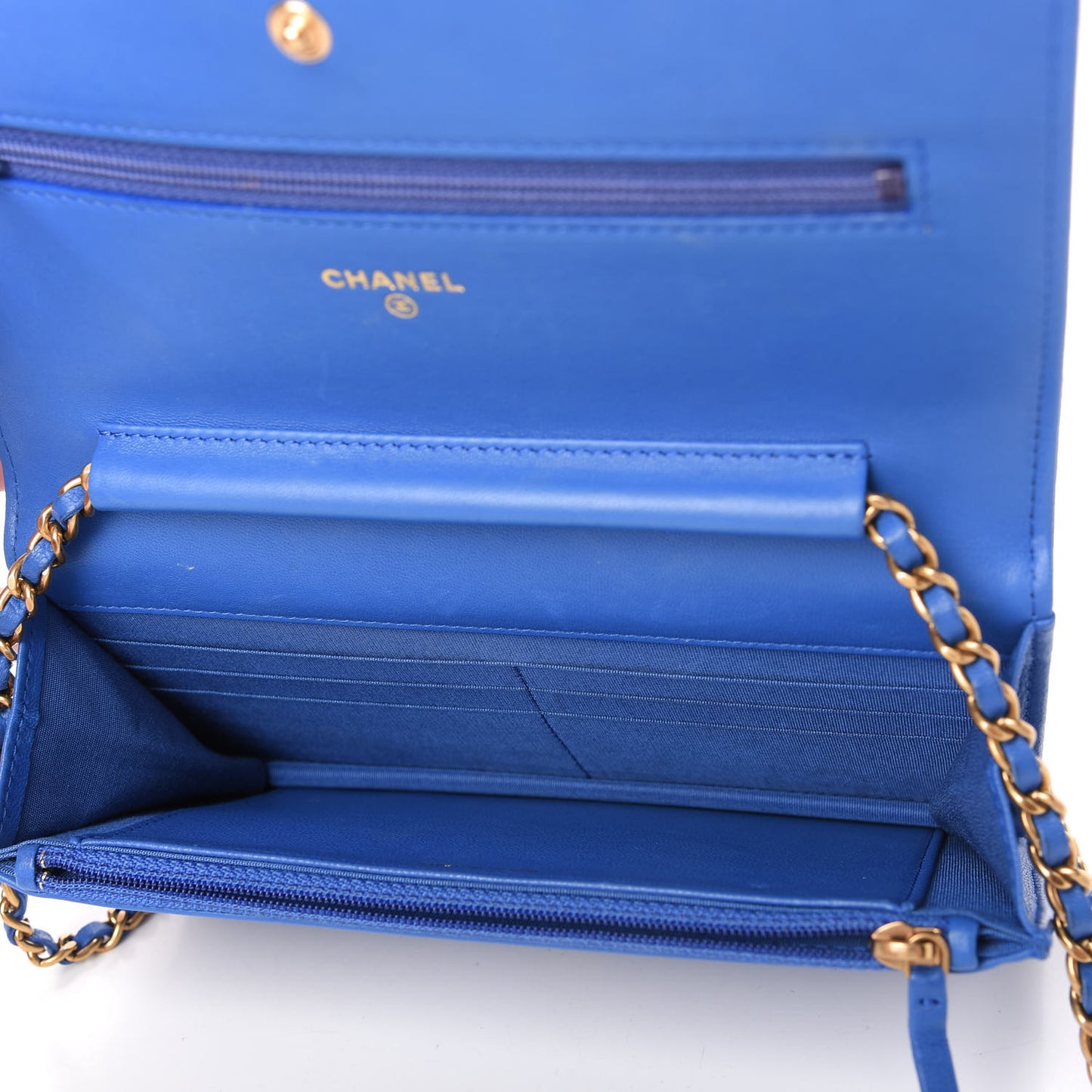 Lambskin Quilted Boy Wallet On Chain WOC Blue