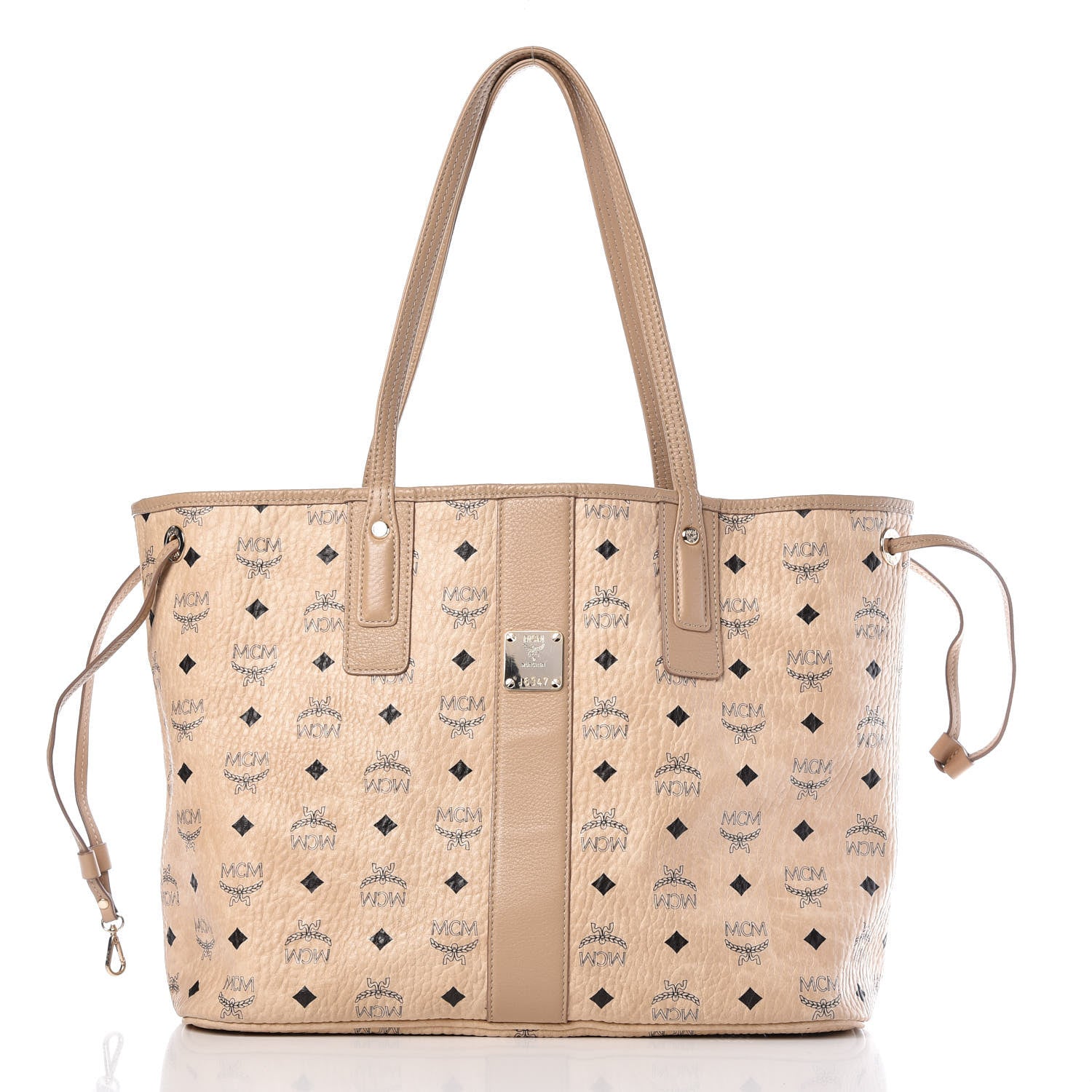 MCM Visetos Medium Liz Reversible Shopper Tote Beige 4 of 10