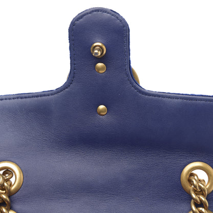 Gucci Velvet Matelasse Mini GG Marmont Shoulder Bag Cobalt Blue 11 of 13