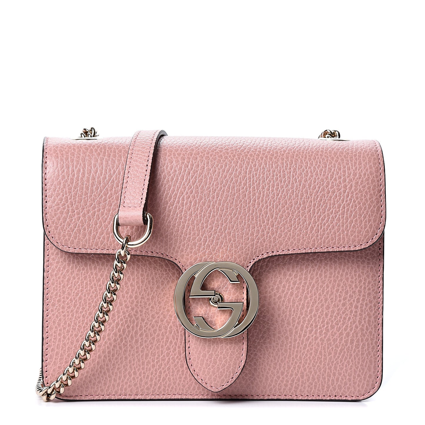 Dollar Calfskin Small Interlocking G Shoulder Bag Soft Pink