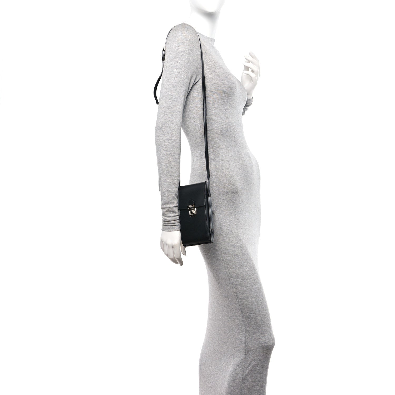 Saint Laurent Calfskin Phone Holder Crossbody Black 2 of 10