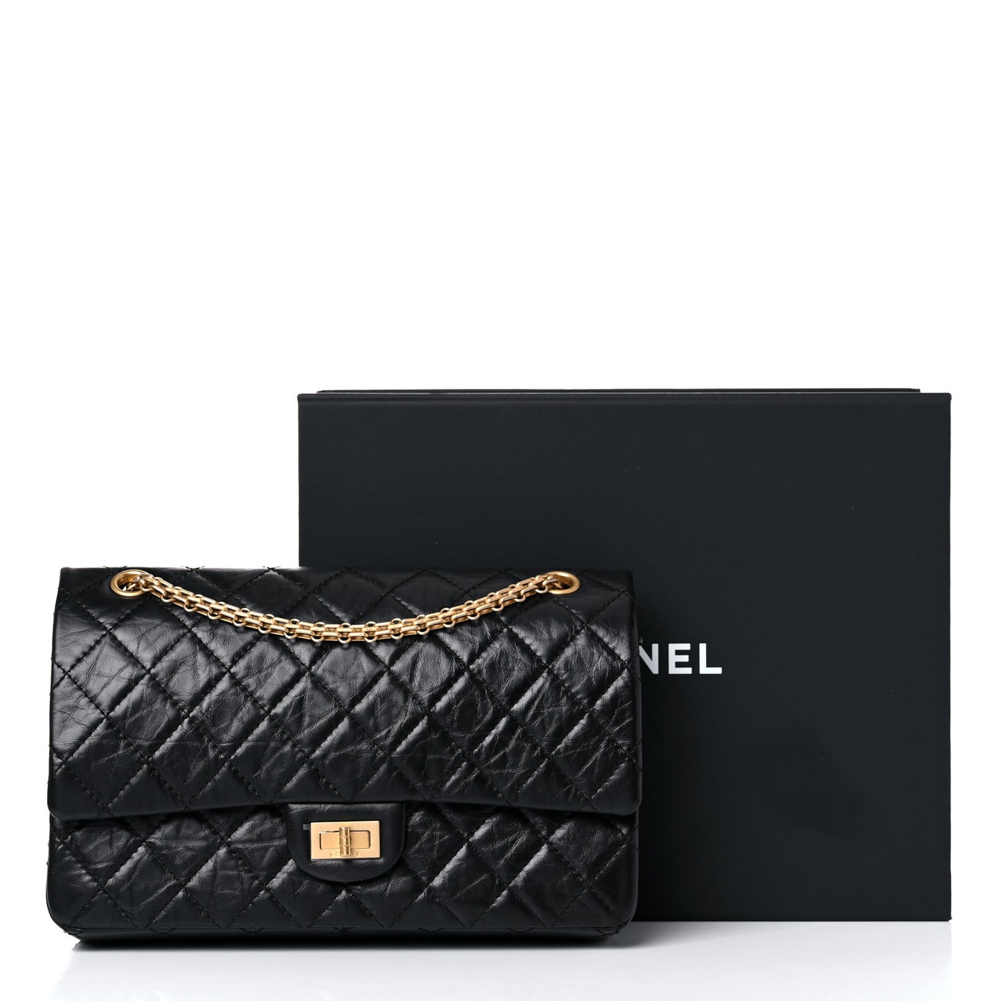 Aged Calfskin Quilted 2.55 Reissue 226 Flap Black