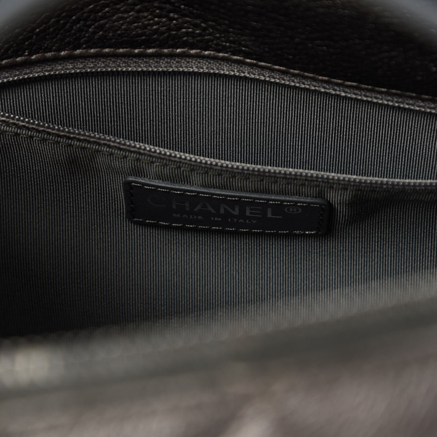 Metallic Grained Calfskin Quilted Large Casual Pocket Bowling Bag Silver