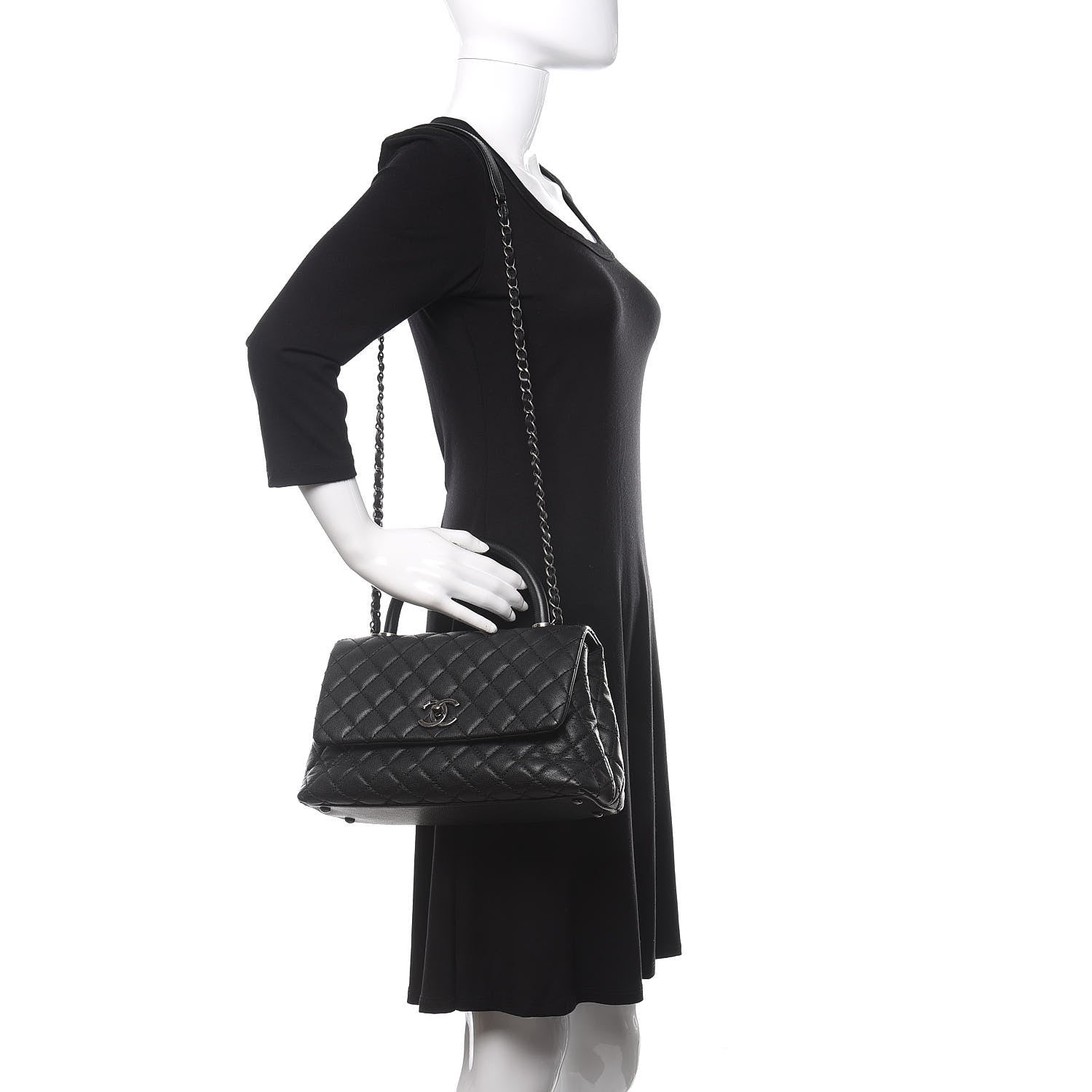 Chanel Caviar Quilted Small Coco Handle Flap Black 2 of 12