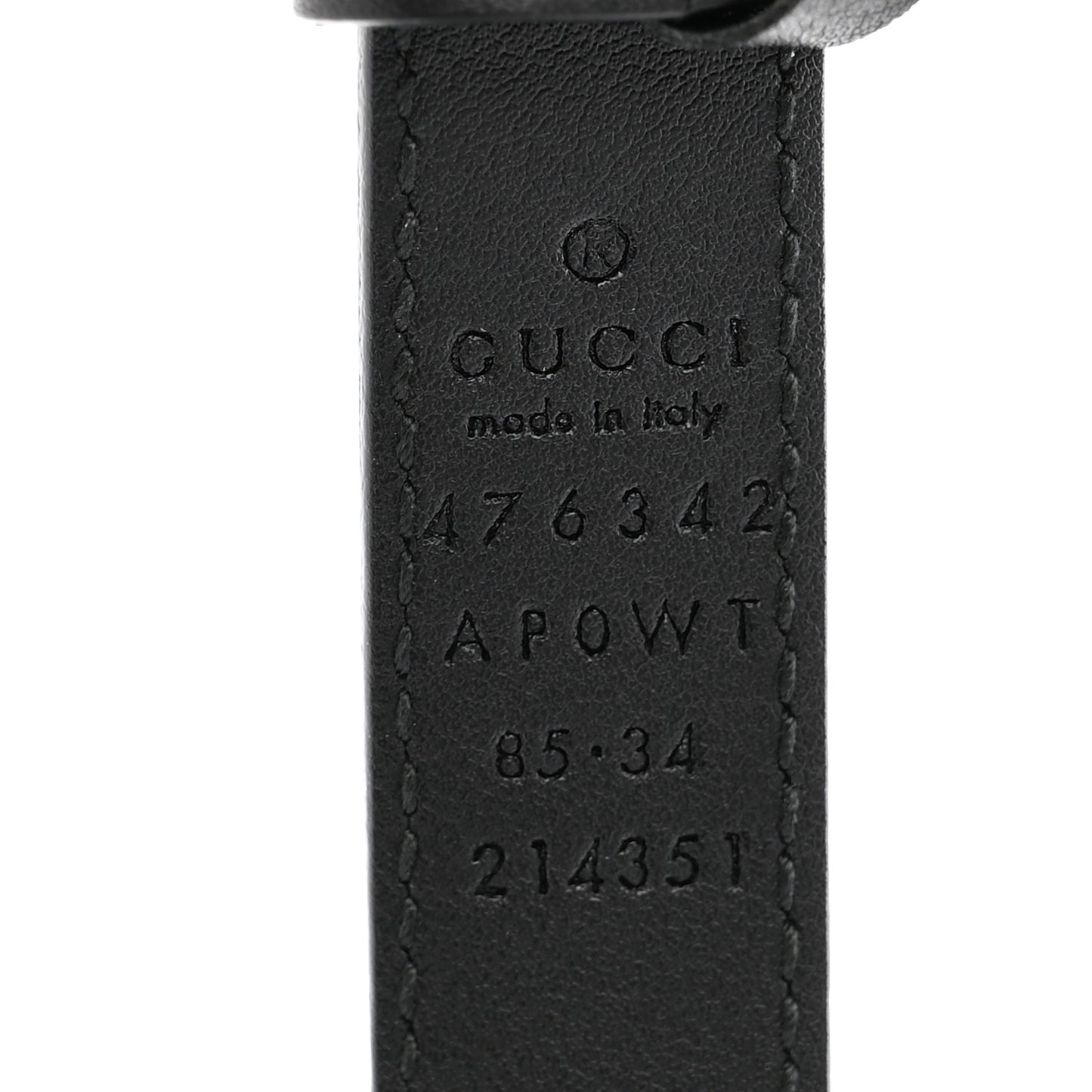 Calfskin Pearl Double G 20mm Belt 85 34 Black Cream