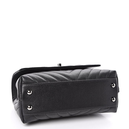 Chanel Caviar Chevron Quilted Mini Coco Handle Flap Black 4 of 11