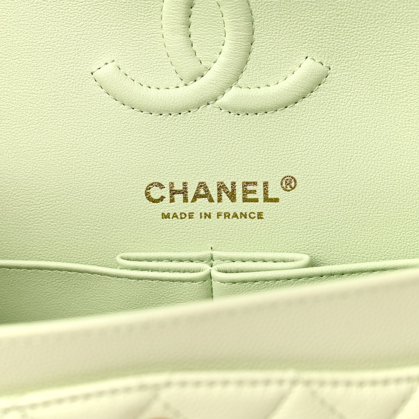 Caviar Quilted Small Double Flap Light Green